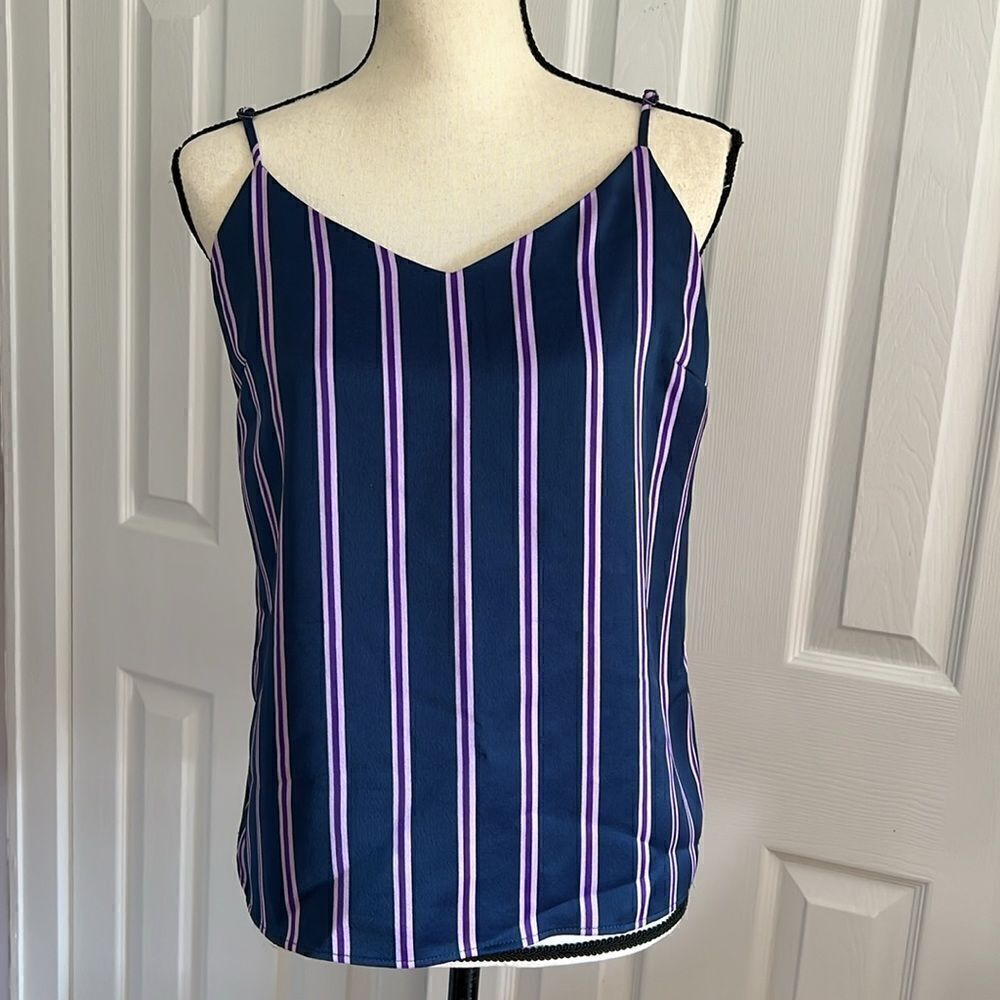 Banana Republic Navy Blue Purple Striped Essential Camisole Tank Top S